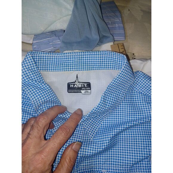 Habit Solar Factor Mens Size 2XL 360 Venting‎ Blue  Mesh SS Fishing Shirt - Picture 2 of 5